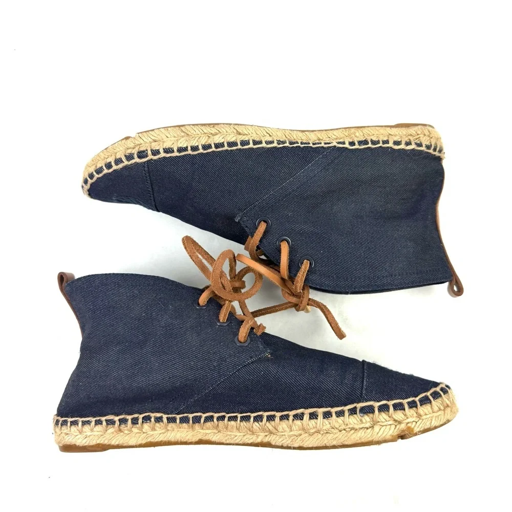Tory Burch High‎ Top Denim Espadrille Shoes 8 Lace Up Bootie Womens Designer
